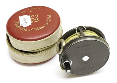 Lot 3040 - A Hardy 3 1/8inch Alloy 'Perfect' Fly Reel, with slim black handle, alloy foot, agate...