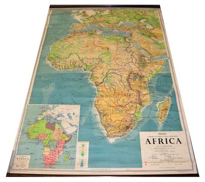 Lot 3110 - Philips Large School Map Africa (1953) wall hanging 46x66'', 117x168cm (G)