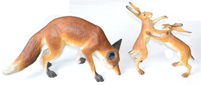 Lot 478 - Nicola Theakston (Contemporary): Artful Fox, slabbed and modelled construction in terracotta,...