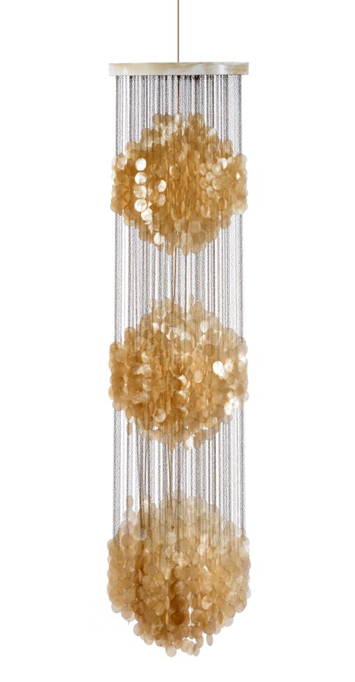 Lot 496 - Verner Panton: A  Fun 3 DM Chandelier, manufactured by J Luber AG Basel in 1964, long chains...