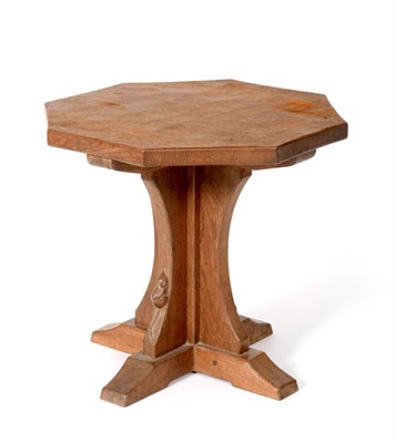 Lot 542 - A Robert  "Mouseman " Thompson Oak Octagonal Coffee Table, on a cruciform base, with carved...