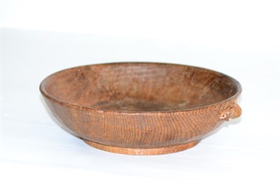 Lot 543 - A Robert  "Mouseman " Thompson Oak Fruit Bowl, with carved mouse signature to the exterior,...