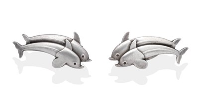 Lot 2010 - A Pair of Georg Jensen Earrings, Designed by Arno Malinowski, model number 129, modelled as two...