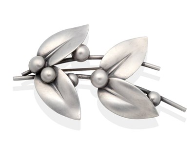 Lot 2019 - A Danish Spray Brooch, by N.E From, modelled as two pairs of leaves to berried stems, measures...