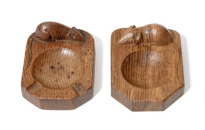 Lot 569 - A Robert  "Mouseman " Thompson Oak Ashtray, circa 1948/9, of standard rectangular form, with carved