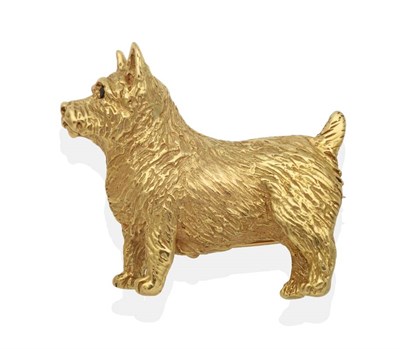 Lot 2067 - An 18 Carat Gold Terrier Dog Brooch, by Harriet Glen, realistically modelled with textured fur...