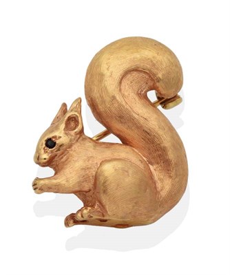 Lot 2072 - An 18 Carat Rose Gold Squirrel Brooch, by Harriet Glen, realistically modelled with textured...