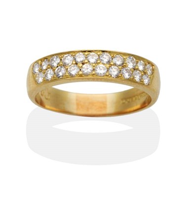 Lot 2114 - An 18 Carat Gold Diamond Half Hoop Ring, pavé set with two bands of round brilliant cut...