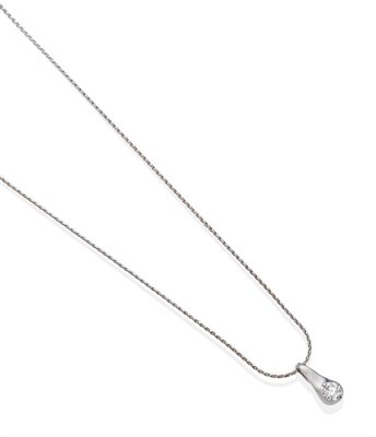 Lot 2141 - A Solitaire Diamond Pendant, on an 18 Carat White Gold Chain, a round brilliant cut diamond in...