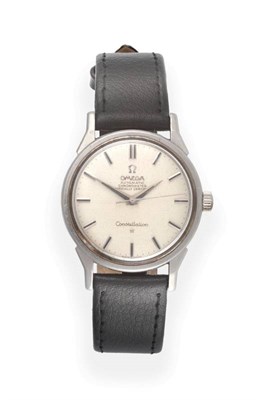 Lot 2147 - A Stainless Steel Automatic Centre Seconds Wristwatch, signed Omega, Chronometer Officially...