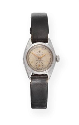 Lot 2153 - A Lady's Stainless Steel Wristwatch, signed Rolex, Oyster Precision, ref: 4360, circa 1956,...