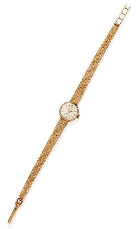 Lot 2161 - A Lady's 9ct Gold Wristwatch, signed Rolex, Precision, 1967, lever movement signed, silvered...