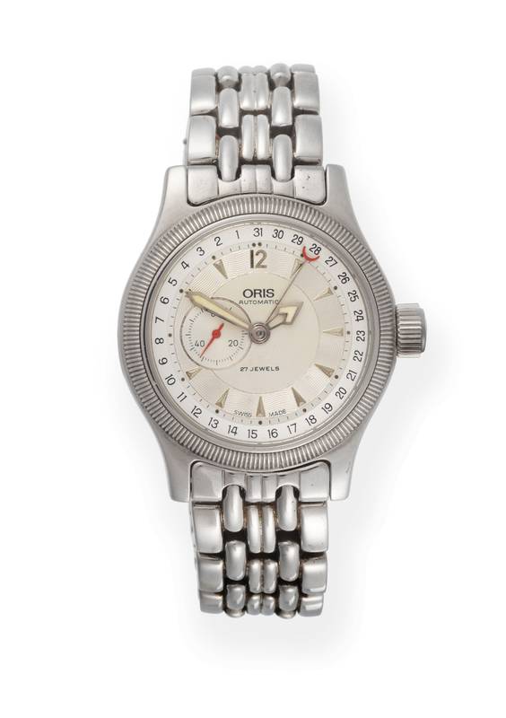 Lot 2167 - A Stainless Steel Automatic Calendar Wristwatch, signed Oris, model: Big Crown Pointer Date,...