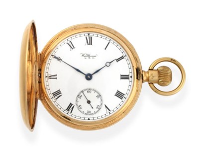 Lot 2171 - An 18ct Gold Full Hunter Keyless Pocket Watch, signed Waltham, 1922, lever movement signed...