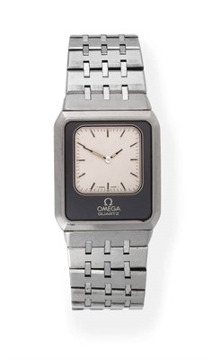 Lot 2177 - An Unusual Analogue/Digital Stainless Steel Reversible Wristwatch, signed Omega, model:...