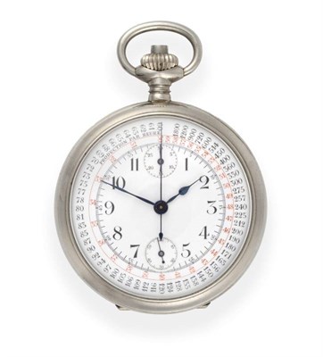 Lot 2187 - An Open Faced Single Push Chronograph Pocket Watch, circa 1920, column wheel chronograph lever...