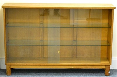 Lot 588 - A Colin  "Beaverman " Almack Oak Glazed Display Cabinet, the rectangular top over two sliding glass