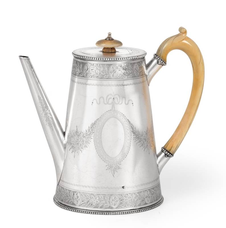 Lot 2197 - A Victorian Silver Coffee Pot, William Wrangham Williams, London 1870, retailed by Lambert Coventry