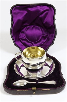 Lot 2203 - A Victorian Silver Christening Cup, Saucer and Spoon, Walter & John Barnard, London 1881, of...