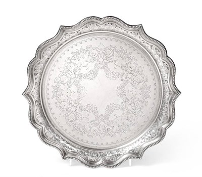 Lot 2206 - A Late Victorian Shaped Circular Silver Tray, Atkin Bros, Sheffield 1896, the rim with bead and...
