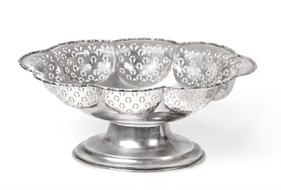 Lot 2207 - A Pierced Silver Pedestal Bowl, S Blanckensee & Son, Birmingham 1924, of lobed oval form with...