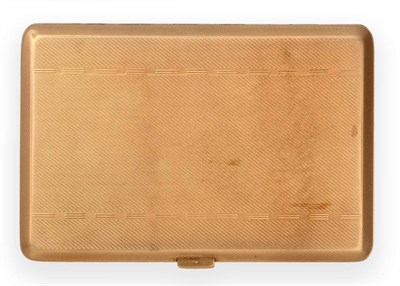 Lot 2218 - An Art Deco 9 Carat Gold Cigarette Case, John Henry Wynn, Birmingham 1938, with engine turned...