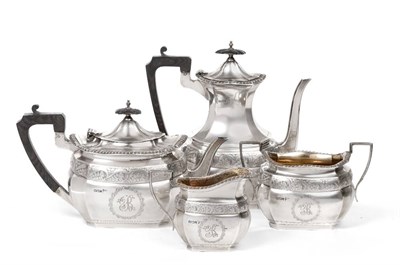 Lot 2225 - A George V Four Piece Silver Tea Service, Walker and Hall, Sheffield 1911, shaped oval form and...