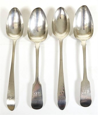 Lot 2237 - A Pair of George III Irish Silver Table Spoons, John Sheils, Dublin 1784, the pointed terminals...
