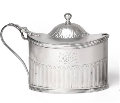 Lot 2241 - A George III Silver Mustard Pot, Robert & David Hennell, London 1795, oval and part fluted with...