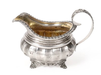 Lot 2245 - A William IV Provincial Silver Cream Jug, Barber, Cattle & North, York 1830, with gadroon rim,...