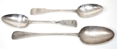 Lot 2246 - A Pair of George III Provincial Silver Fiddle Pattern Table Spoons, Edward Jackson, York, 1818,...