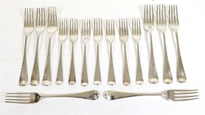 Lot 2250 - A Matched Set of Eight George III Silver Table Forks, various makers, predominantly Richard...