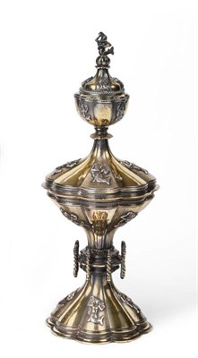 Lot 2254 - A Silver Gilt Cup and Cover, Ollivant & Botsford, London 1931, of lobed form in the Gothic...