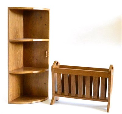 Lot 595 - A Derek  "Lizardman " Slater Oak Magazine Rack, with slatted sides and shaped ends, with carved...