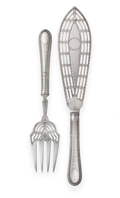 Lot 2260 - A Pair of Victorian Silver Fish Servers, Martin Hall & Co, Sheffield 1871, with bead edge and...