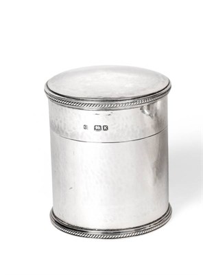 Lot 2282 - An Arts and Crafts Circular Silver Box, Guild of Handicraft, London 1945, cylindrical with pull off