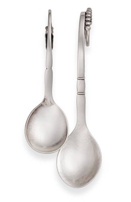 Lot 2285 - Georg Jensen: An Ornamental Silver Sugar Spoon, with English import marks for London 1974,...