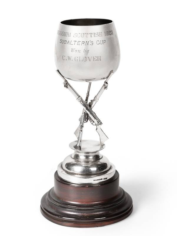 Lot 2425 - A Chinese Export Silver Trophy Cup, Tuck Chang, Shanghai, circa 1920, the bowl raised on a...