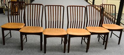 Lot 620 - A Set of Six 1970's Danish Stained Mahogany Dining Chairs, designed by Svend A Madsen, with...