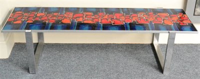 Lot 623 - A 1970s Italian Enamel and Chrome Coffee Table, the painted inset top signed DE NISCO, on...