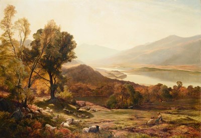 Lot 647 - Alfred Walter Williams (1824-1905)  An extensive Lakeland landscape with sheep grazing and...