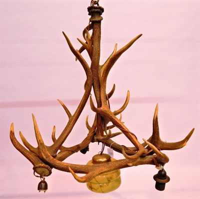 Lot 43 - Taxidermy: An Austro-German Red Deer Antler Mounted Chandelier, constructed from eight shed...