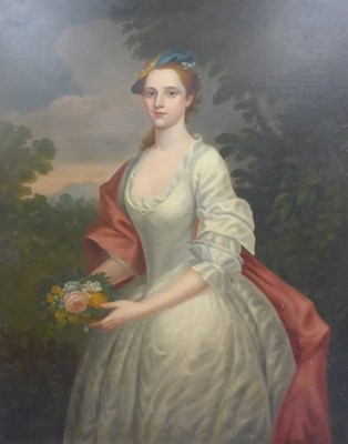 Lot 689 - Manner of Sir Godfrey Kneller (1646-1723) Portrait of a lady standing in a landscape wearing a...