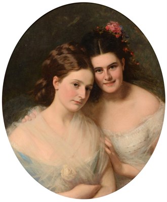 Lot 698 - Continental School in style of Winterhalter (19th century) A double portrait of two young...