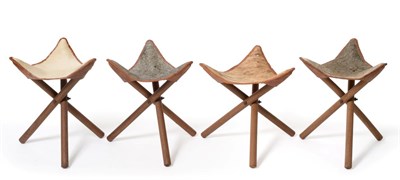 Lot 106 - Taxidermy: Safari/Hunting, four safari or hunting stools, constructed with triangular shaped...