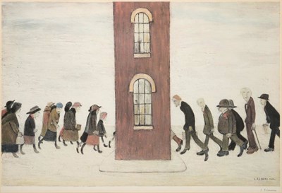 Lot 704 - After Laurence Stephen Lowry RA (1887-1976)  "The Meeting Point " Signed in pencil, with the...