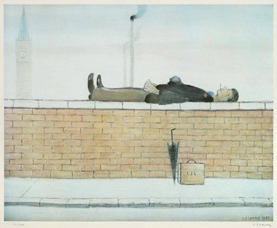 Lot 707 - After Laurence Stephen Lowry RA (1887-1976)  "Man Lying on a Wall " Signed in pencil, numbered...