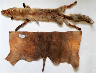 Lot 24 - Red Kangaroo (Macropus rufus), modern, tanned skin, 203cm by 113cm; Red Fox (Vulpes vulpes),...