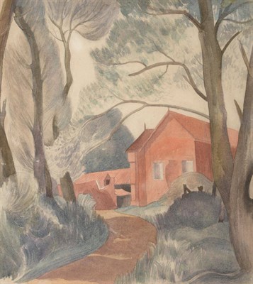 Lot 720 - John Northcote Nash CBE RA (1893-1977)  "The Cottage Farm " Signed, pencil and watercolour,...