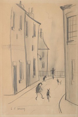 Lot 723 - Laurence Stephen Lowry RA (1887-1976)  Street Scene with Children and Dogs Signed, pencil, 24cm...